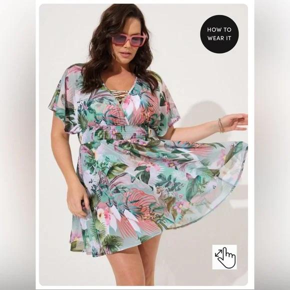 Mesh Smock Waist Coverup Dress size 2 - Picture 5 of 5